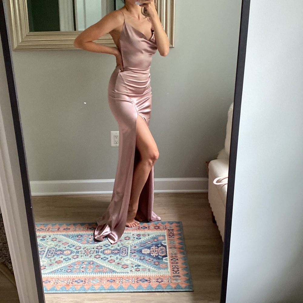 Long satin rose gown from Windsor, never worn still has tags on it.